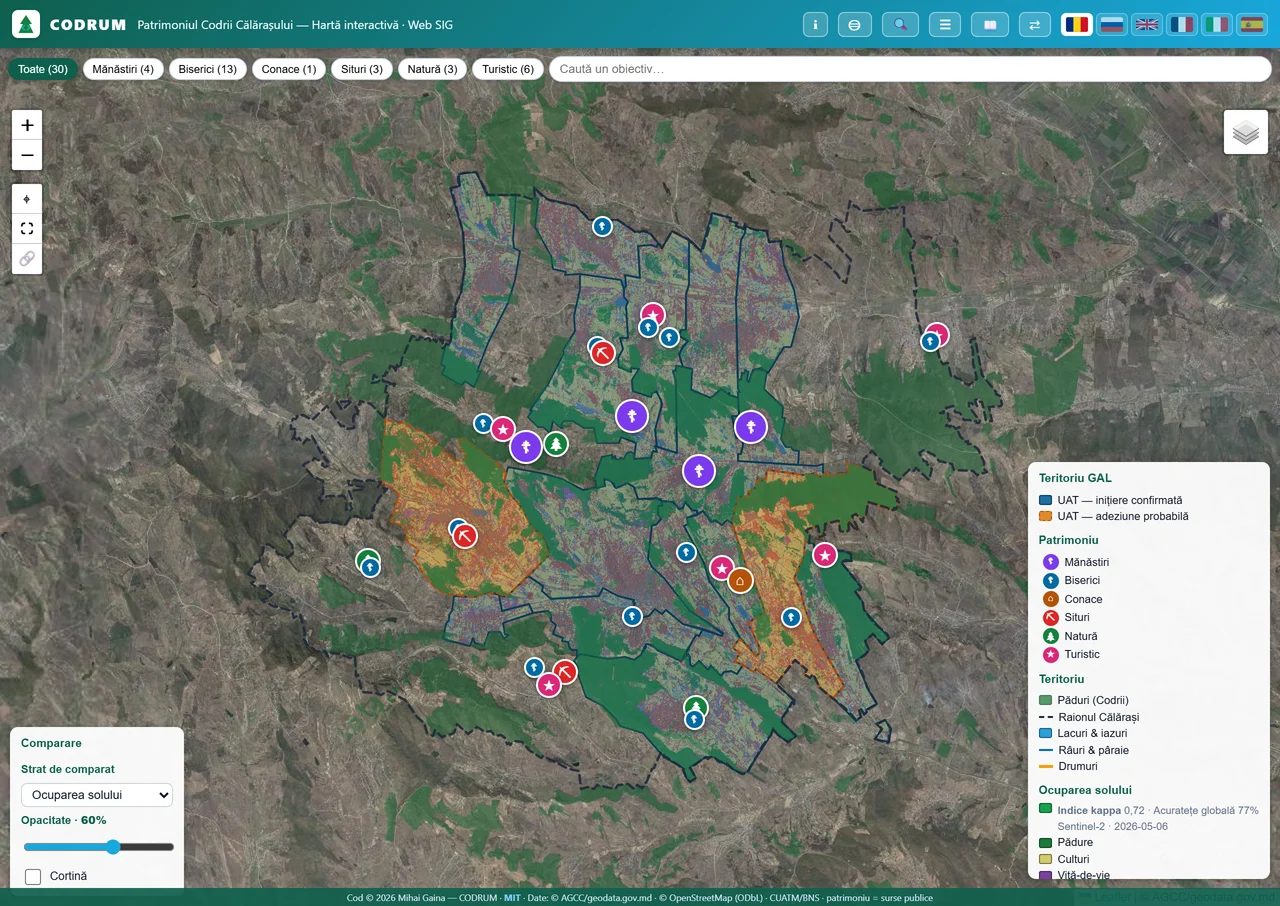 Web SIG interactif — Patrimoine et territoires ruraux de Moldavie